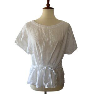 Cloth & Stone Anthropologie Womens Linen Short Sleeve Top White Small